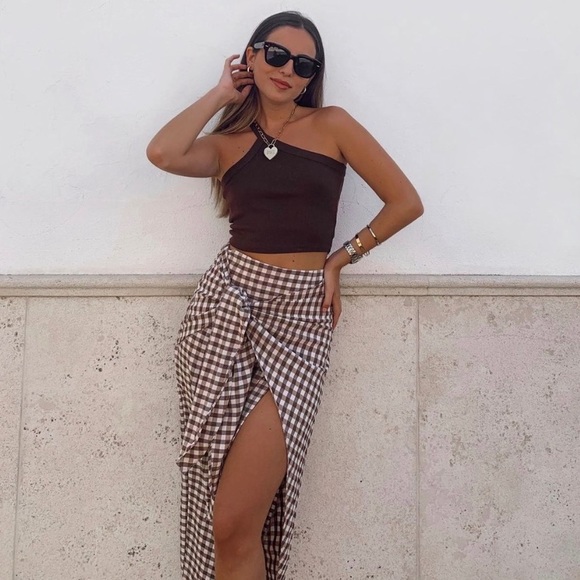 ZARA Gingham wrap skirt NWT - Picture 9 of 12